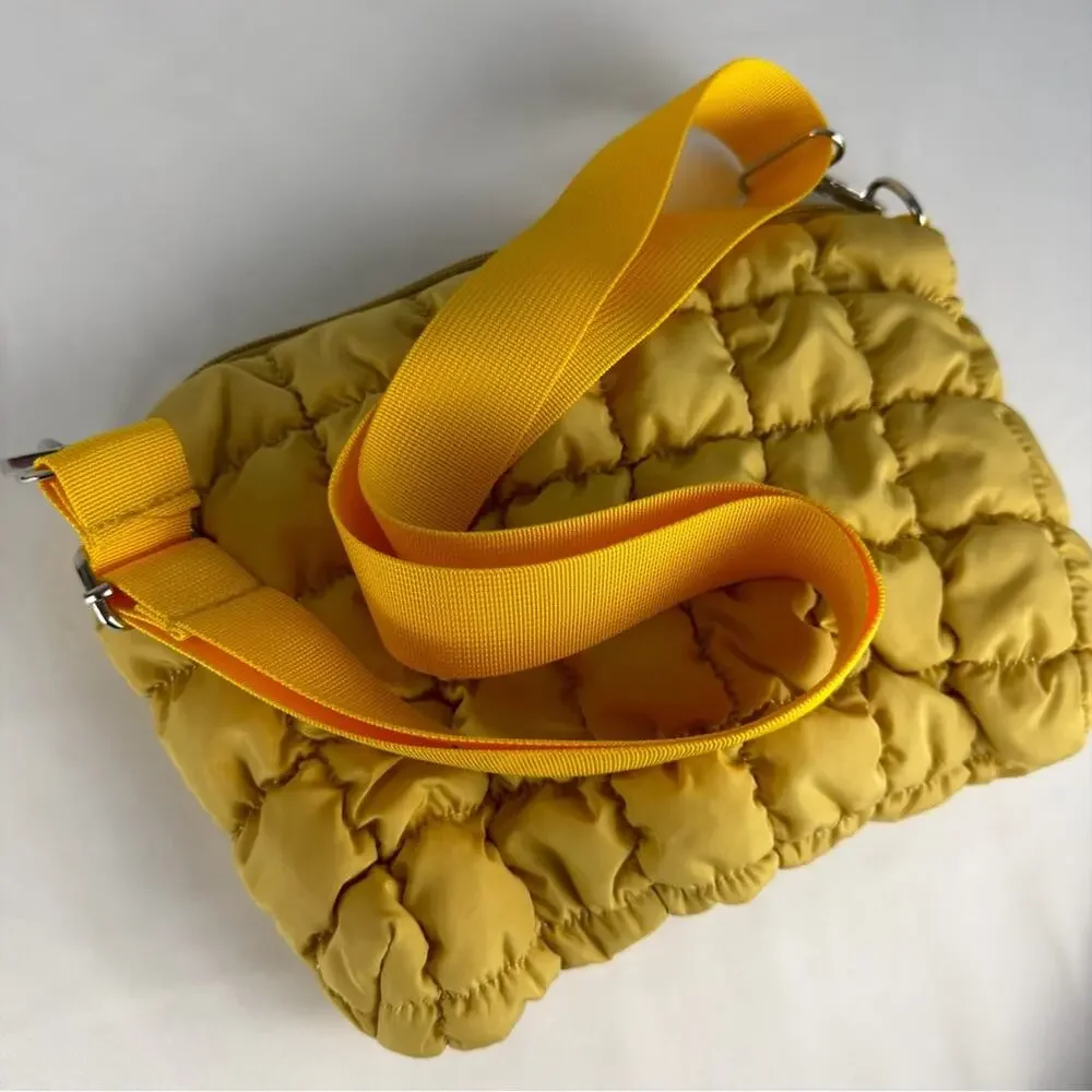 NWOT Elegant Yellow Quilted Shoulder Bag